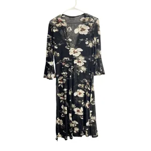 Ember Black Floral Sheer Kimono Duster – Size M thumbnail 5