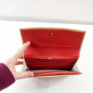 Coach Vintage Patent Leather Embossed Bi Fold Long Wallet Orange thumbnail 3
