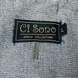 L Ci Sono Blue Gray Polyester DenimJean Jacket Sweatshirt Autumn Casual Women’s thumbnail 6