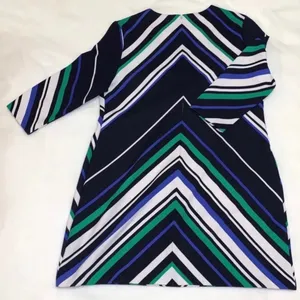 Pre-Owned ICE Blue Colorful Knee Length Dress Diagonal Stripes 3/4 Sleeve Sz XL thumbnail 2