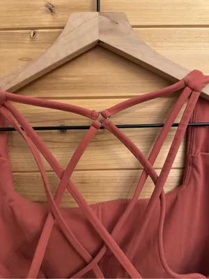 Buff Bunny Small Red Orange Strappy Sports Bra Activewear Stretchy Gym Hiking thumbnail 4