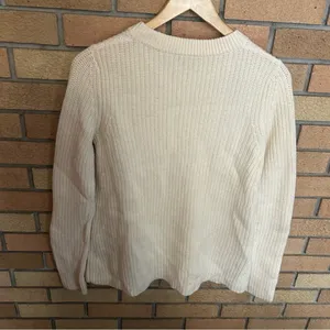 Theory Barda Fine Haven Wool/Cashmere Blend Knit Sweater Cream Size Small thumbnail 5