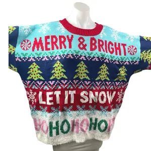 NEW 33 Degrees Merry & Bright Multicolor Christmas Holiday Sweater Top Size L thumbnail 5