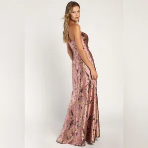 LULU’S Gowning Around Mauve Floral Jacquard Strapless Maxi Dress thumbnail 6