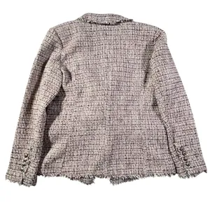 White House Black Market Studio Blazer Women‎ 14 Multi Color Tweed Fringe Trim thumbnail 2
