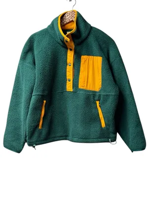 Wilo The Label Cozy Cosy Fleece Pullover Sweatshirt Teal/Marigold Green XS thumbnail 3