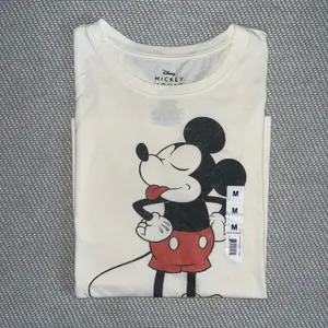 Disney Mickey Mouse Cream Old Fashion Graphic Tee Shirt Sz M NWT thumbnail 1