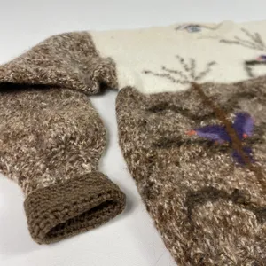 Makipi Sweater Womens XL Handmade Alpaca Crew‎ Neck Floral Chunky Knit Peruvian thumbnail 3