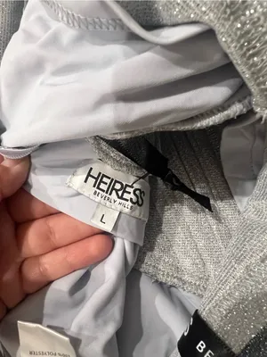 Heiress Beverly Hills Silver lurex corset drape mini‎ dress with flowers size L thumbnail 4