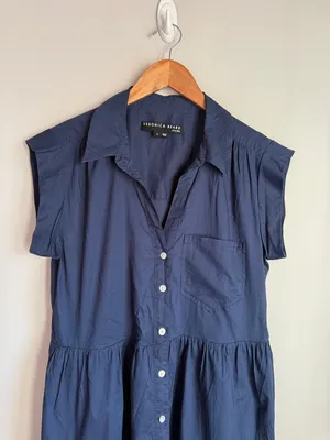 VERONICA BEARD Trisha Tiered Button-Front Mini Shirtdress Medium thumbnail 6