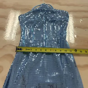 NWT Hosbjerg Sequin‎ Melina Halter Bodycon Midi Dress Winter Sky Blue XS Stretch thumbnail 13