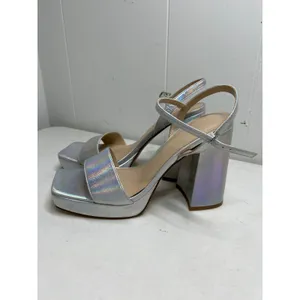 Open Edit from Nordstrom Noella Ankle Strap Platform Sandal Silver Size 7.5 NWOB thumbnail 3