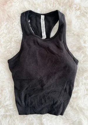 Lululemon Ebb to Street Cropped Racerback Tank Top Black Size 4 thumbnail 1