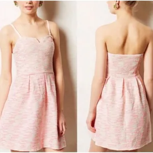 Anthropologie Moulinette Soeurs Tweed Pasteque Dress Size 6‎ White Pink Wedding thumbnail 2