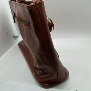 Monsac Original Rich Brown Leather Tote Bag Purse 🌺🌺 thumbnail 7