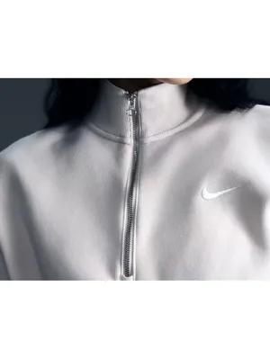 Nike Sportswear Phoenix Fleece 1/4-Zip Cropped Sweatshirt NWT Light Orewood XL thumbnail 3