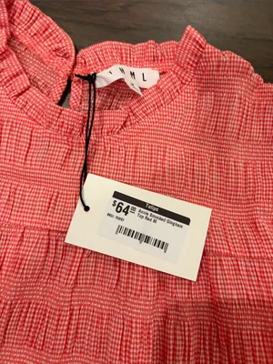 New With Tags THML Smocked Gingham Top Sz M thumbnail 5
