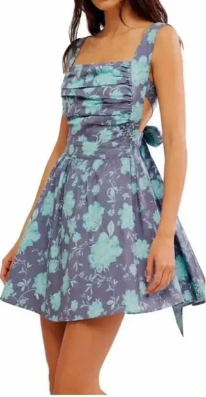 Free People "Meet me in maui" Floral Print Mini Dress with Back Tie Detail thumbnail 1