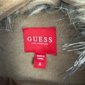 GUESS Los Angeles Womens Medium Camel Tan‎ Faux Fur Collar Longline Vest Chic thumbnail 10