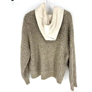 Offline by Aerie Womens XL Tan Marl Chunky Knit Hooded Sweater Multi Color Fleck thumbnail 4
