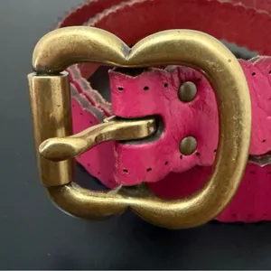 FOSSIL BT4028690 Pink Scalloped Edge Leather Belt Size S Waist 29.5”-33.5” thumbnail 5