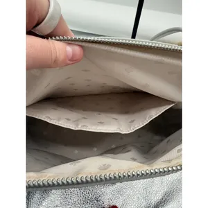 Kate Spade Tote Bag Womens Grey Saffiano Leather Silver Glitter‎ Trim Zip Top thumbnail 13