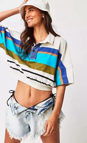 We The Free Preppy Striped Polo Tshirt thumbnail 1