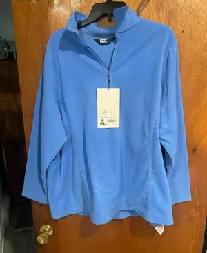 Lands' End Sky Blue Quarter-Zip Fleece Pullover thumbnail 1