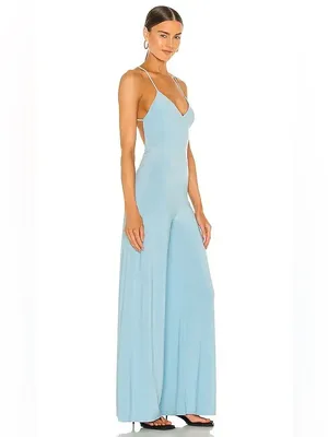 NORMA KAMALI x REVOLVE Slip Low Back Jersey Jumpsuit in Powder Blue Sz. XS thumbnail 3