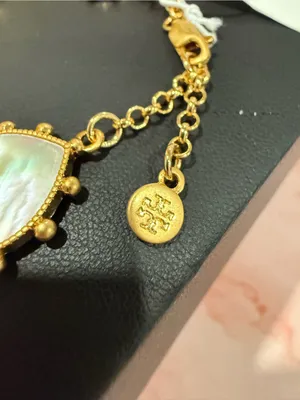 Tory Burch | Gold Plated Mother-of-Pearl Heart Link Bracelet thumbnail 4