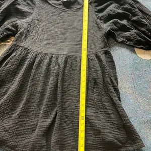 Carly Jean Los Angeles Black Blouse 1/4 Sleeve Mini Dress SZ S 100% Cotton Top thumbnail 9