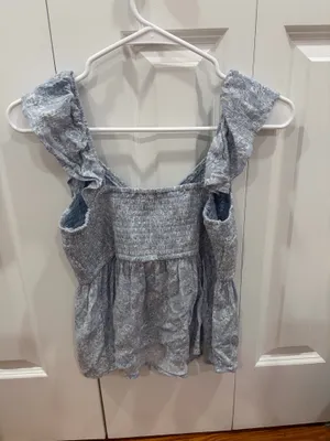 Hollister Light Blue Babydoll Floral Top thumbnail 2