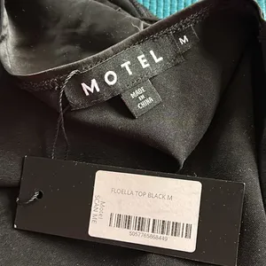 Motel Rocks Floella Asymmetrical Top Black Satin One Shoulder Tie Side NWT Medium thumbnail 9