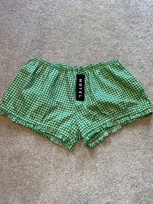 Motel Rocks Piculana Short In Mini Gingham Green thumbnail 3