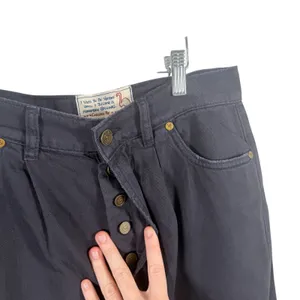 Free People x Sandrine Rose French Worker 100% Cotton Pants Navy Blue Women 27 thumbnail 3