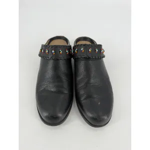 Ariat Clogs Women 8.5 Black Leather Beaded Whipstitch Western Boho Mules thumbnail 8