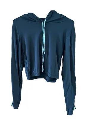 AQ-Sport Black Hooded Long Sleeve Shirt Women's Large thumbnail 1
