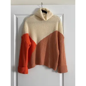 Pink Lily Colorblock Turtleneck Ribbed Knit‎ Sweater Small thumbnail 3