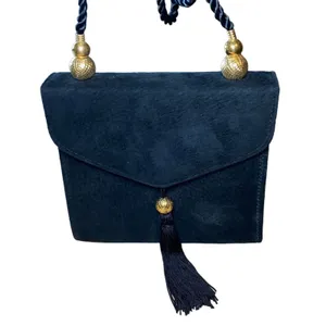 NWT Black Faux Suede Crossbody Purse w/‎ Tassel & Gold Hardware thumbnail 2