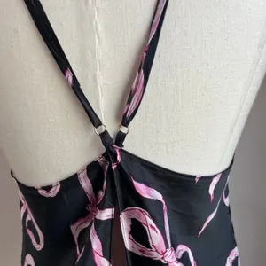 Victoria Secret Stain Open Back Black & Pink Bow‎ Cami Size XL thumbnail 8