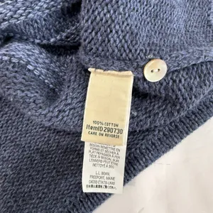 LL Bean Blue Ombré Stripe Chunky Knit Button‎ Cotton Cardigan Sweater LARGE thumbnail 9
