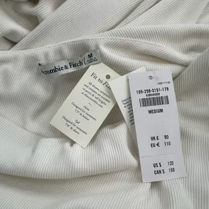 NWT‎ Abercrombie & Fitch form to flatter one shoulder ribbed maxi dress white M thumbnail 3