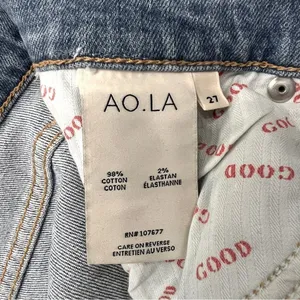 Alice + Olivia AO.LA Good highrise exposed button lightwash distressed jeans, 27 thumbnail 5