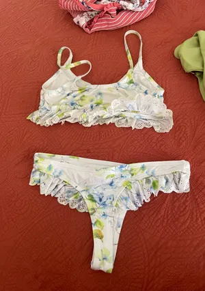 Floral Ruffle Swimsuit Set Multi Size XS thumbnail 4