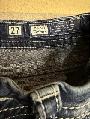 Miss Me Jeans Mid-Rise Cropped Wings Embellished Rhinestones Blue Size 27 thumbnail 7
