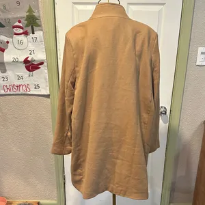Banana Republic Classic Tan pea Coat collared and zipped thumbnail 4