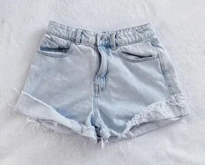ZARA High Rise Lightwash Distressed Denim Shorts thumbnail 1