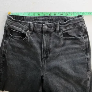 American‎ Eagle Womens High Waisted Mom Jeans Washed Black Stretch 10 Long thumbnail 8