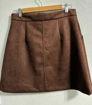 Evereve Brown Faux Suede A-Line Mini Skirt size 29 (8) thumbnail 1