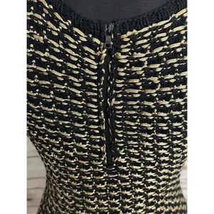 Alice+Olivia black/gold tweed sleeveless A-line textured knit mini dress Size XS thumbnail 5